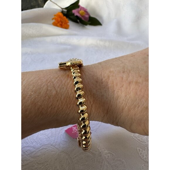 Lilly Pulitzer Elephant Cuff Bracelet Gold-tone Rhinestone Hinged Bracelet NWT - Picture 10 of 15